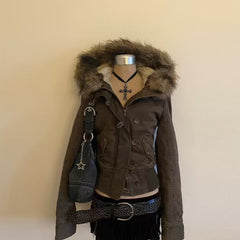 Fleece Hooded Jacket with Print