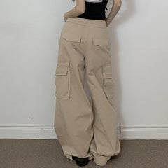 Fold Over Ruched Black Cargo Pants - fairypeony