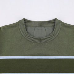 Patchwork Striped Knit Sweater - fairypeony