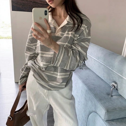 Women's striped polo shirt