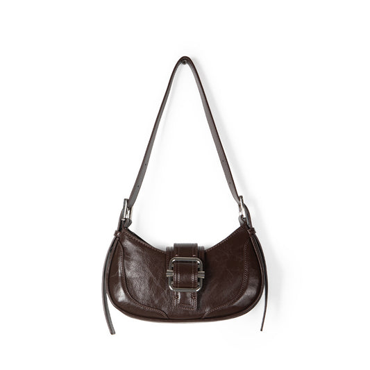 Buckled Strap Pu Leather Shoulder Bag - fairypeony