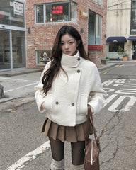 Short Woolen Coat Double Breasted Cotton Lining Jacket