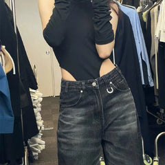 Vintage Black Wash Baggy Boyfriend Jeans - fairypeony