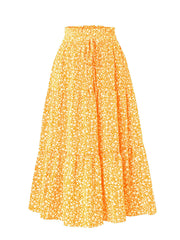 Floral Print Elastic Waist Maxi Skirt - fairypeony
