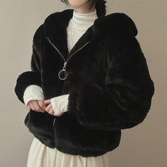 Oversized Fleece Hooded Jacket - fairypeony