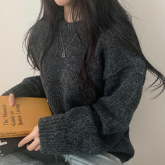 Dark Academia Round Neck Pullover Sweater - fairypeony