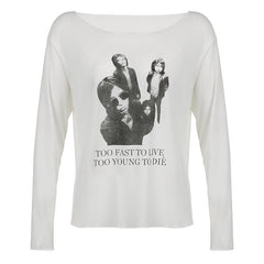 Thin Portrait Print Knit Top - fairypeony