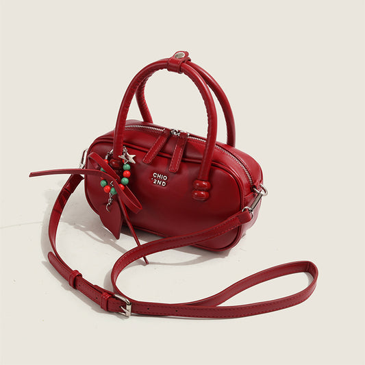 Red Plaid Pillow Portable Shoulder Messenger Bag - fairypeony
