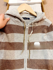 Womens Brown Striped Knit Cardigan