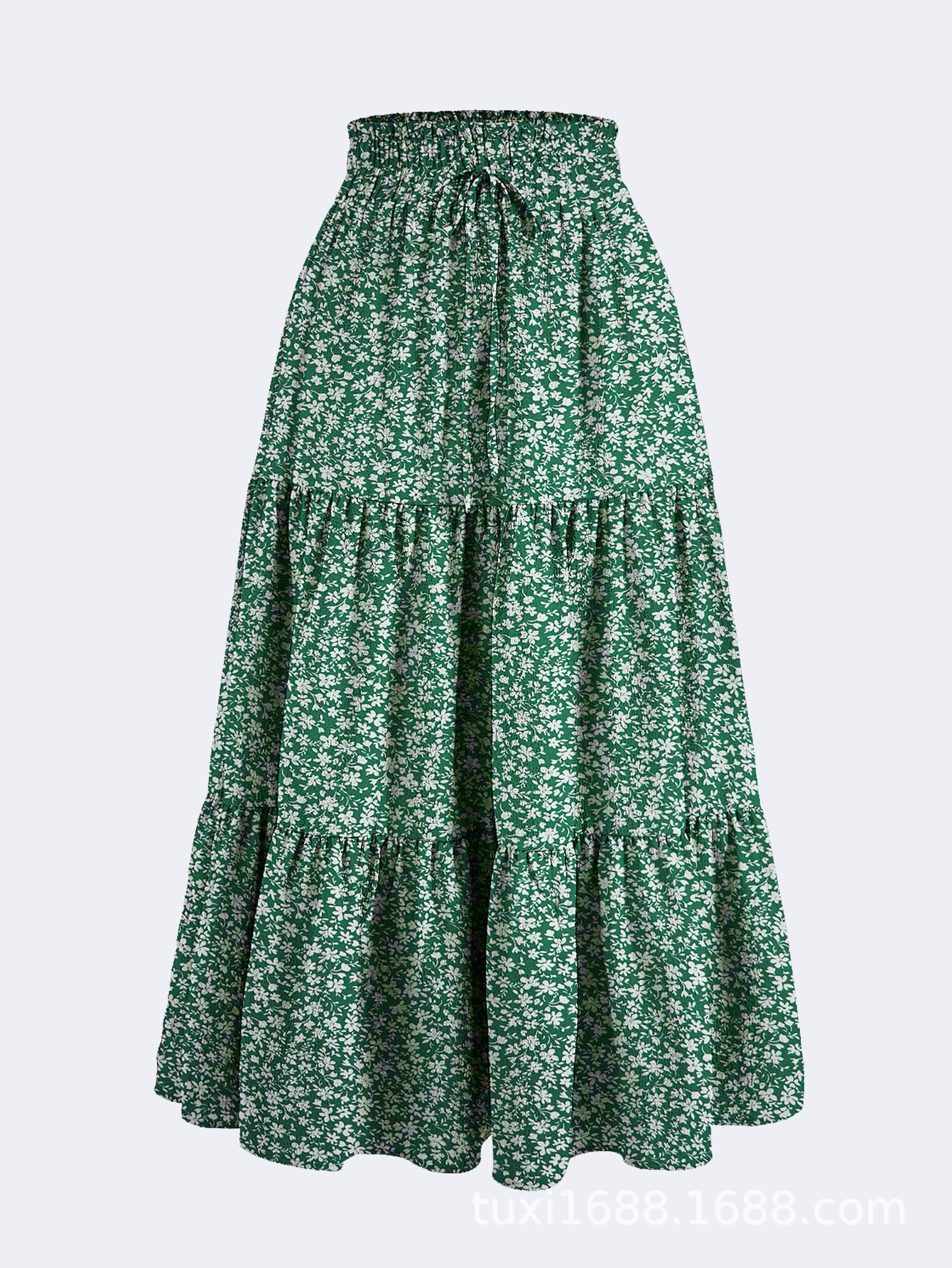 Floral Print Elastic Waist Maxi Skirt - fairypeony