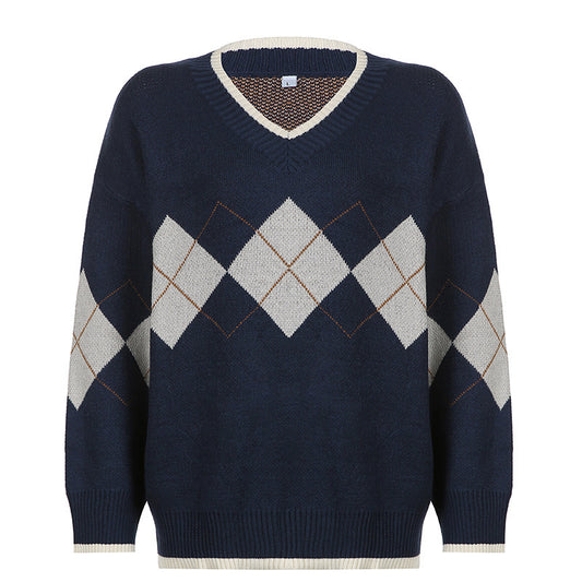 Vintage Argyle V-Neck Sweater
