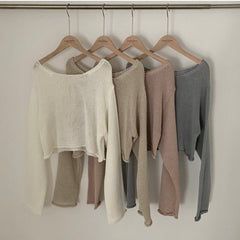 Solid Color Thin Knitted Top