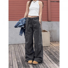 Loose Straight Multi-Pocket Cargo Work Pants – Vintage Washed Unisex Trousers