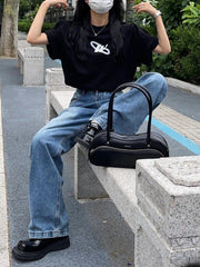 Vintage Blue Wash Straight Boyfriend Jeans