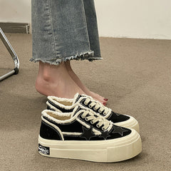 Stars Frayed Trim Sneakers - fairypeony