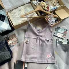Purple Lace Camisole Top Women Slim Fit Inner Layering Shirt