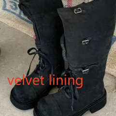 Belted Platform Riding Boots – Chunky Heel Side-Zip Fashion Boots