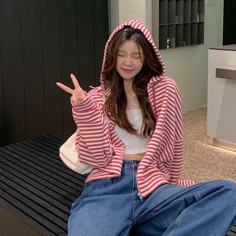 SpringAutumn Loose Long-sleeve Short Trendy Hooded Jacket