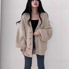 Knitted Cardigan Jacket V-Neck Sweater for Women