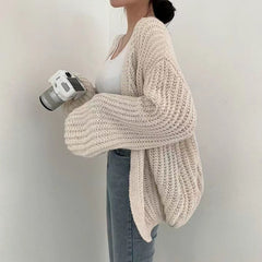 Vintage Oversized Open Front Knit Cardigan