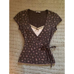 Floral-print fitted T-shirt