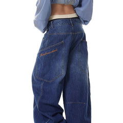 American Retro Style Loose Wide-Leg Denim Trousers