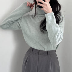 Dark Academia Turtle Neck Solid Color Sweater