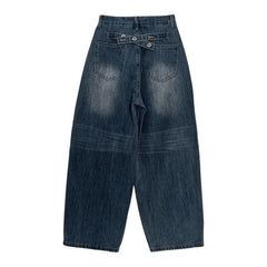 Stretch Washed Denim Wide Leg Pants