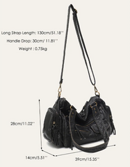 Vintage Bronze Multi-Zipper Motorcycle Bag