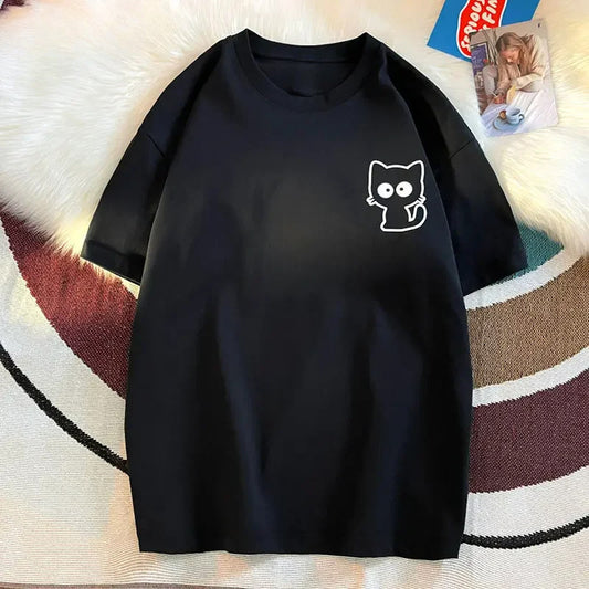 Cute Cat Print Oversized T-shirt