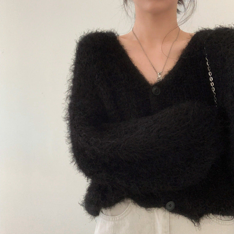 Solid Color Fuzzy Oversized Cardigan