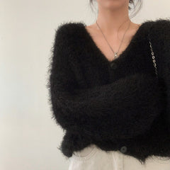 Solid Color Fuzzy Oversized Cardigan