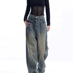 Vintage Dark Wash High Waist Boyfriend Jeans