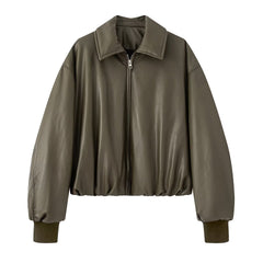 Womens Motorcycle Style Leather Cotton Coat
