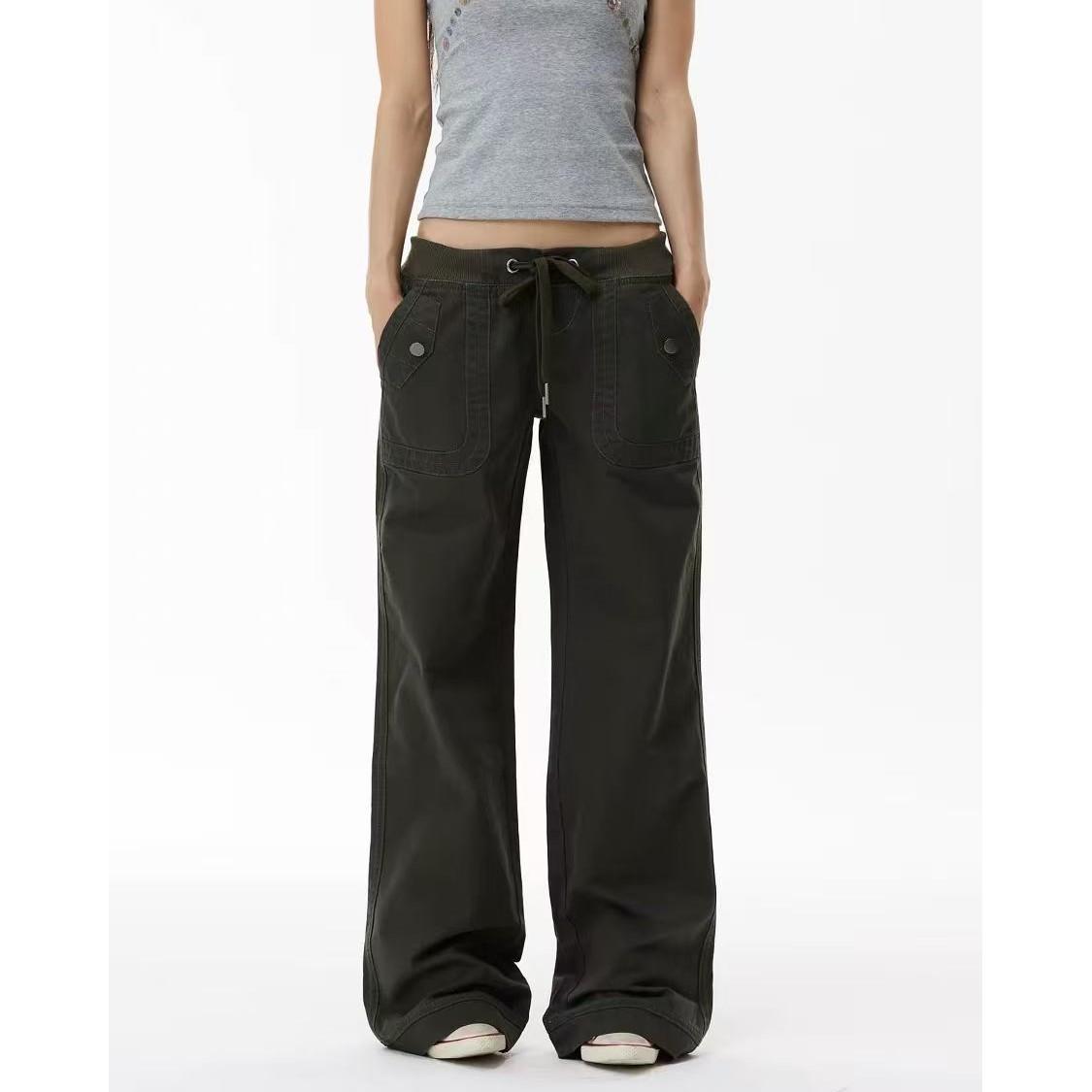 Mid-Thigh Wide-Leg Casual Pants – Retro High Street Loose Fit Cotton Trousers