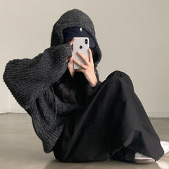 Cable Knit Oversized Zip Up Hooded Cardigan
