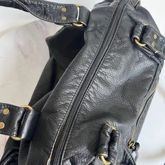 Vintage Pu Leather Biker's Shoulder Bag