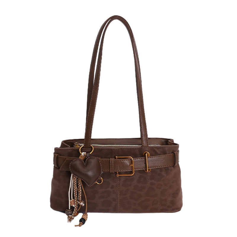 Vintage Belted Pu Leather Shoulder Bag - fairypeony