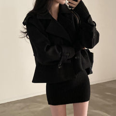 Suit Collar Double Breasted Loose Jacket