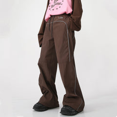 Contrast Piping Baggy Sweatpants - fairypeony