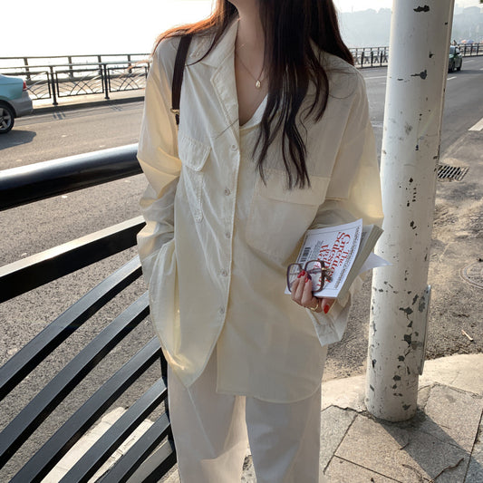 Vintage Solid Color Long Sleeve Blouse
