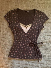 Floral-print fitted T-shirt