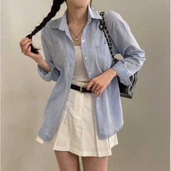 Old Money Striped Long Sleeve Blouse