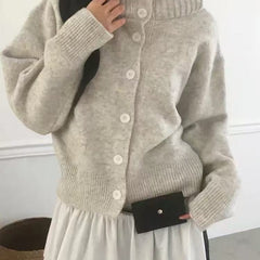 Hooded Knit Cardigan – Oversized Button-Up Sweater Jacket