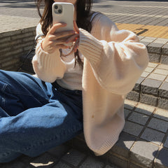 Solid Color Oversized Mid Length Cardigan