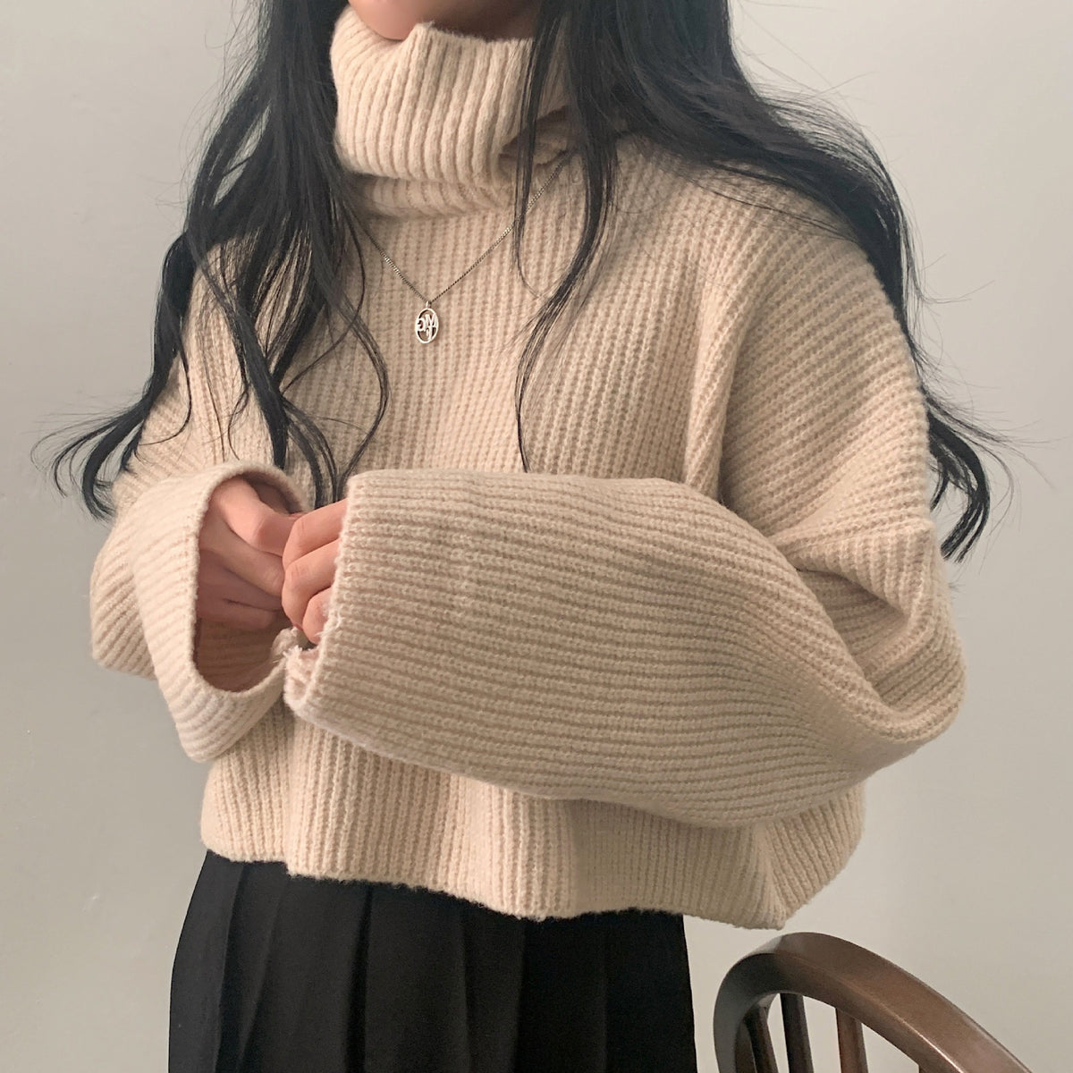 Dark Academia Turtle Neck Oversized Sweater