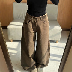 Womens High Waisted Wide Leg Denim Pants