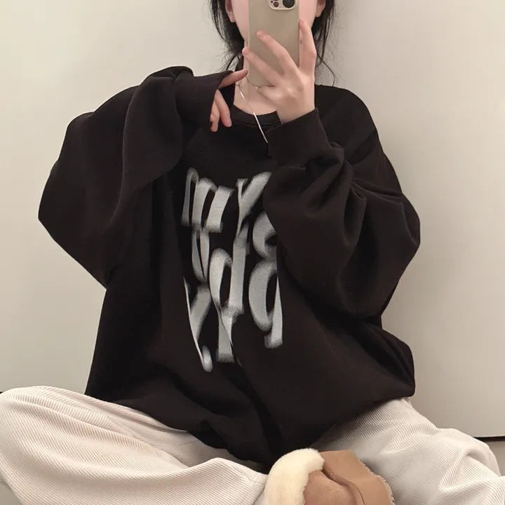 Letter Print Oversized Pullover Sweatshirt