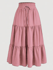 Floral Print Elastic Waist Maxi Skirt - fairypeony