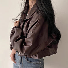 Vintage Versatile PU Leather Jacket